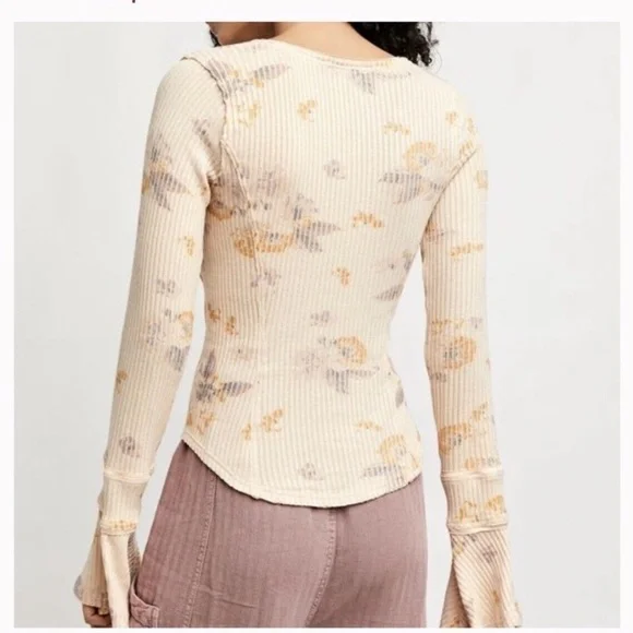 Free People Layer Me Henley Long Sleeve Top in Peach Size XS - Picture 4 of 11